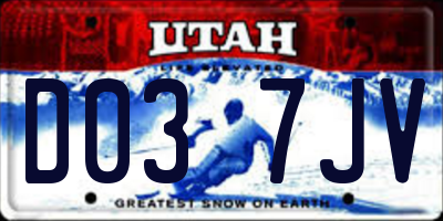 UT license plate D037JV