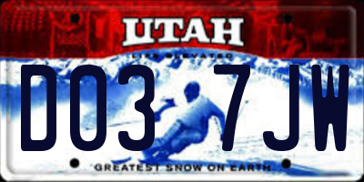 UT license plate D037JW