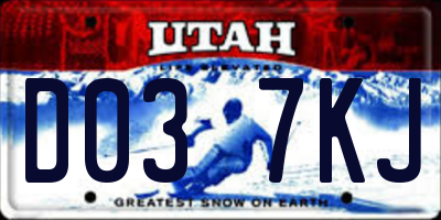 UT license plate D037KJ