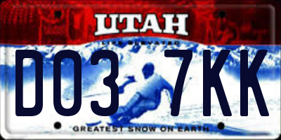 UT license plate D037KK