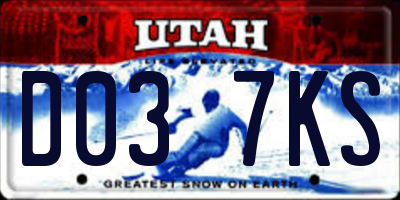 UT license plate D037KS