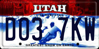 UT license plate D037KW
