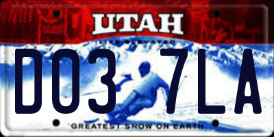 UT license plate D037LA
