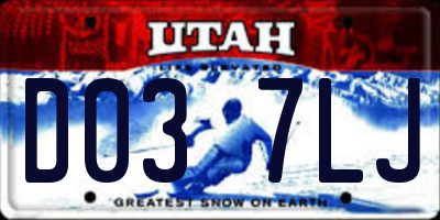 UT license plate D037LJ
