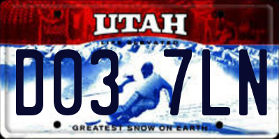 UT license plate D037LN