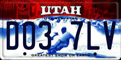 UT license plate D037LV