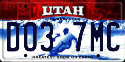UT license plate D037MC