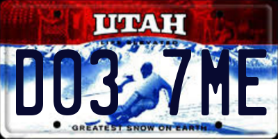 UT license plate D037ME