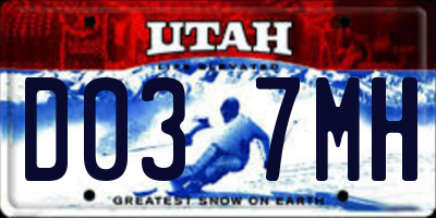 UT license plate D037MH