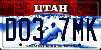 UT license plate D037MK