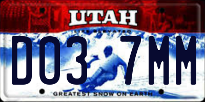 UT license plate D037MM