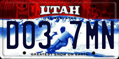 UT license plate D037MN