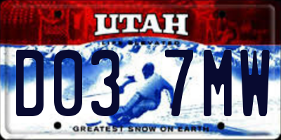 UT license plate D037MW