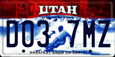 UT license plate D037MZ