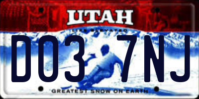 UT license plate D037NJ
