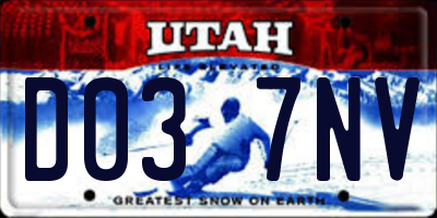 UT license plate D037NV