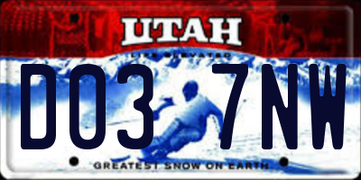 UT license plate D037NW