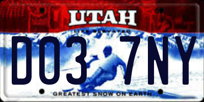 UT license plate D037NY