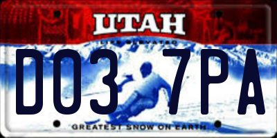 UT license plate D037PA