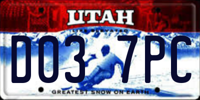 UT license plate D037PC