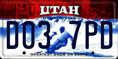 UT license plate D037PD