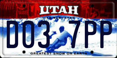 UT license plate D037PP
