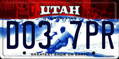 UT license plate D037PR