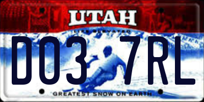 UT license plate D037RL