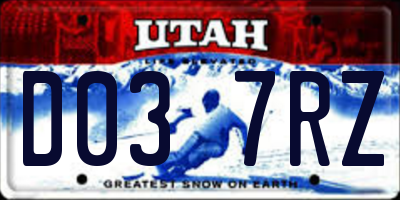 UT license plate D037RZ