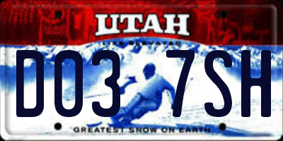 UT license plate D037SH