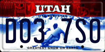 UT license plate D037SO