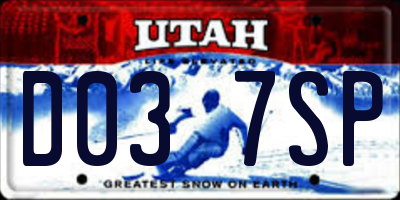 UT license plate D037SP