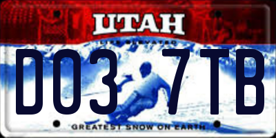 UT license plate D037TB