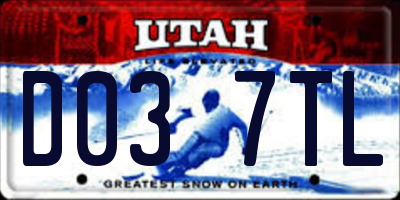 UT license plate D037TL