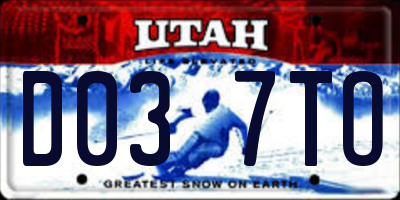 UT license plate D037TO