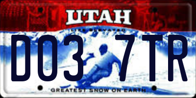 UT license plate D037TR