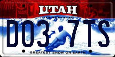 UT license plate D037TS