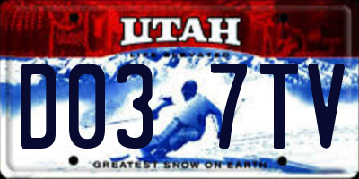 UT license plate D037TV