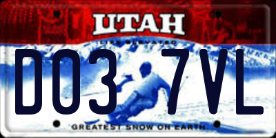 UT license plate D037VL