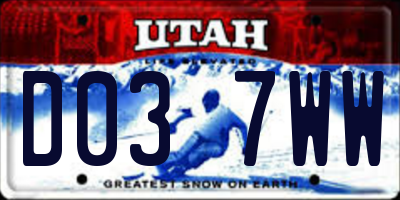 UT license plate D037WW