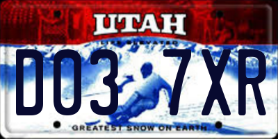 UT license plate D037XR