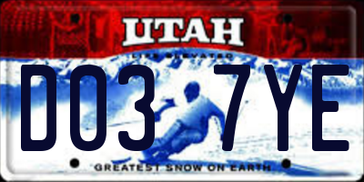 UT license plate D037YE
