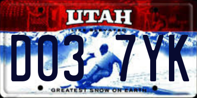 UT license plate D037YK