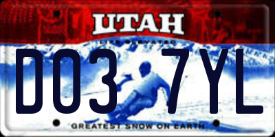 UT license plate D037YL