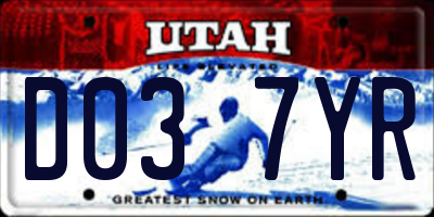 UT license plate D037YR