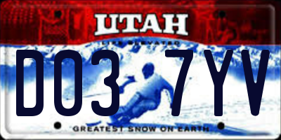UT license plate D037YV