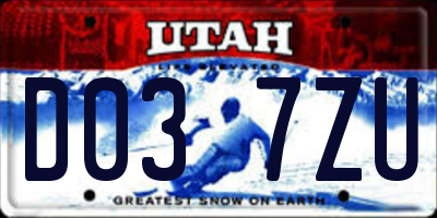 UT license plate D037ZU