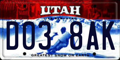 UT license plate D038AK