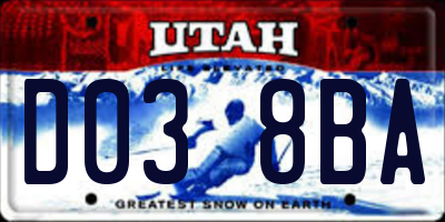 UT license plate D038BA