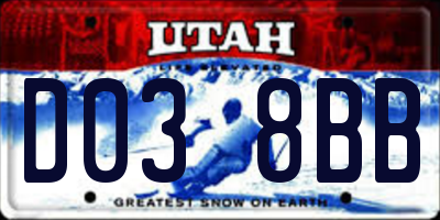 UT license plate D038BB
